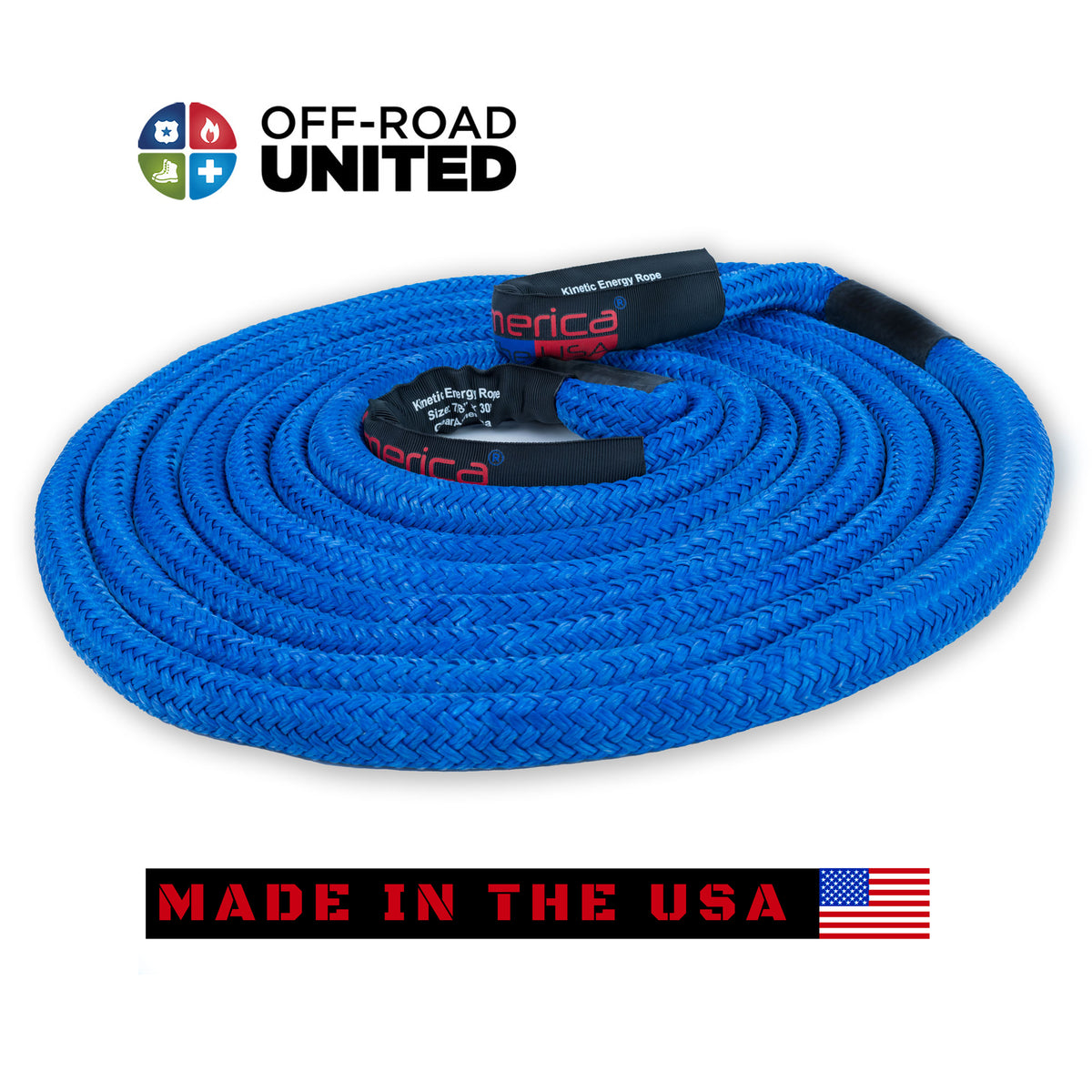 1/2 20ft Kinetic Recovery Rope,1/2 Energy Rope, Kinetic Rope,Double  Braided Nylon Rope (Blue)