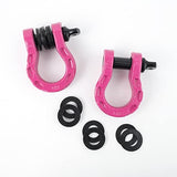 Mega Shackles ® - HEATHER VIOLET (Pastel Pink) -2PK | Forged Carbon Steel | 68,000 lbs MBS (16,000 lbs WLL) | Off-Road Recovery Anchor Points