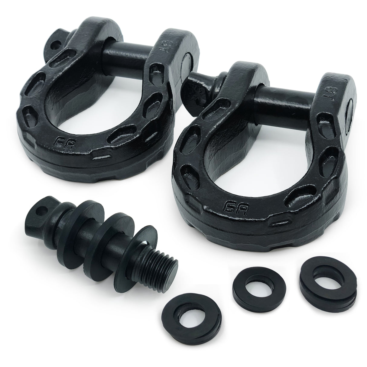 Mega Shackles ® - Black (2PK) | Forged Carbon Steel | 68,000 lbs MBS (16,000 lbs WLL) | Off-Road Recovery Anchor Points