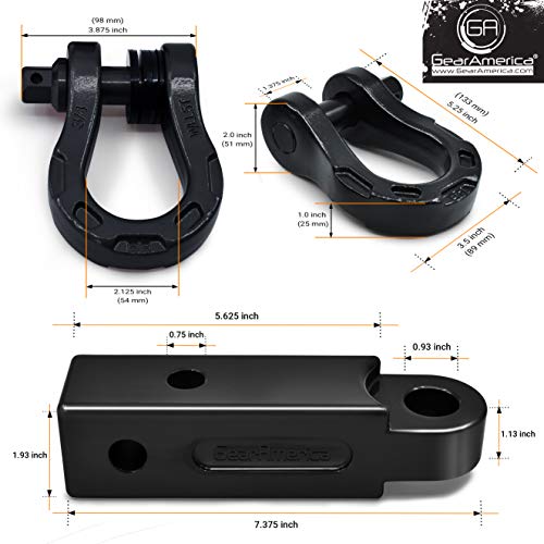 Aluminum Ultra Shackle Hitch Receiver Bundle (Black) with ⅝ Locking Pin