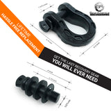 Mega Shackles ® - Black (2PK) | Forged Carbon Steel | 68,000 lbs MBS (16,000 lbs WLL) | Off-Road Recovery Anchor Points