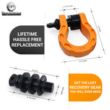 Mega Shackles ® - Orange (2PK) | Forged Carbon Steel | 68,000 lbs MBS (16,000 lbs WLL) | Off-Road Recovery Anchor Points