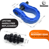 Mega Shackles ® - Blue (2PK) | Forged Carbon Steel | 68,000 lbs MBS (16,000 lbs WLL) | Off-Road Recovery Anchor Points